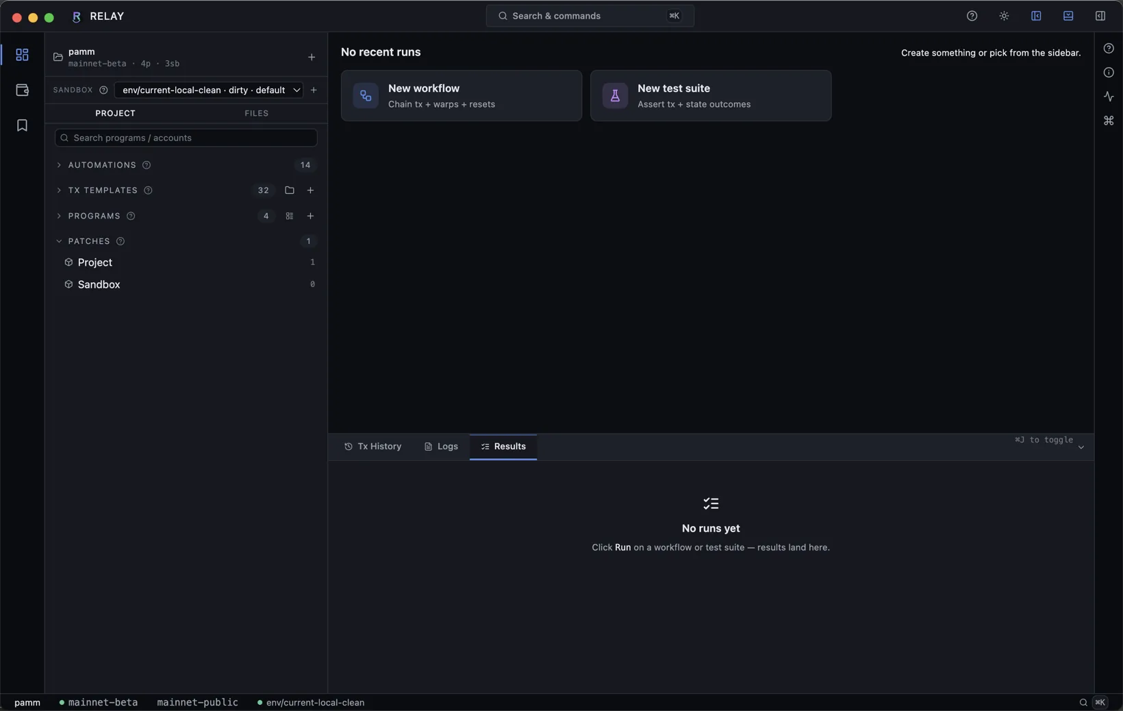Project shell with sidebar groups expanded