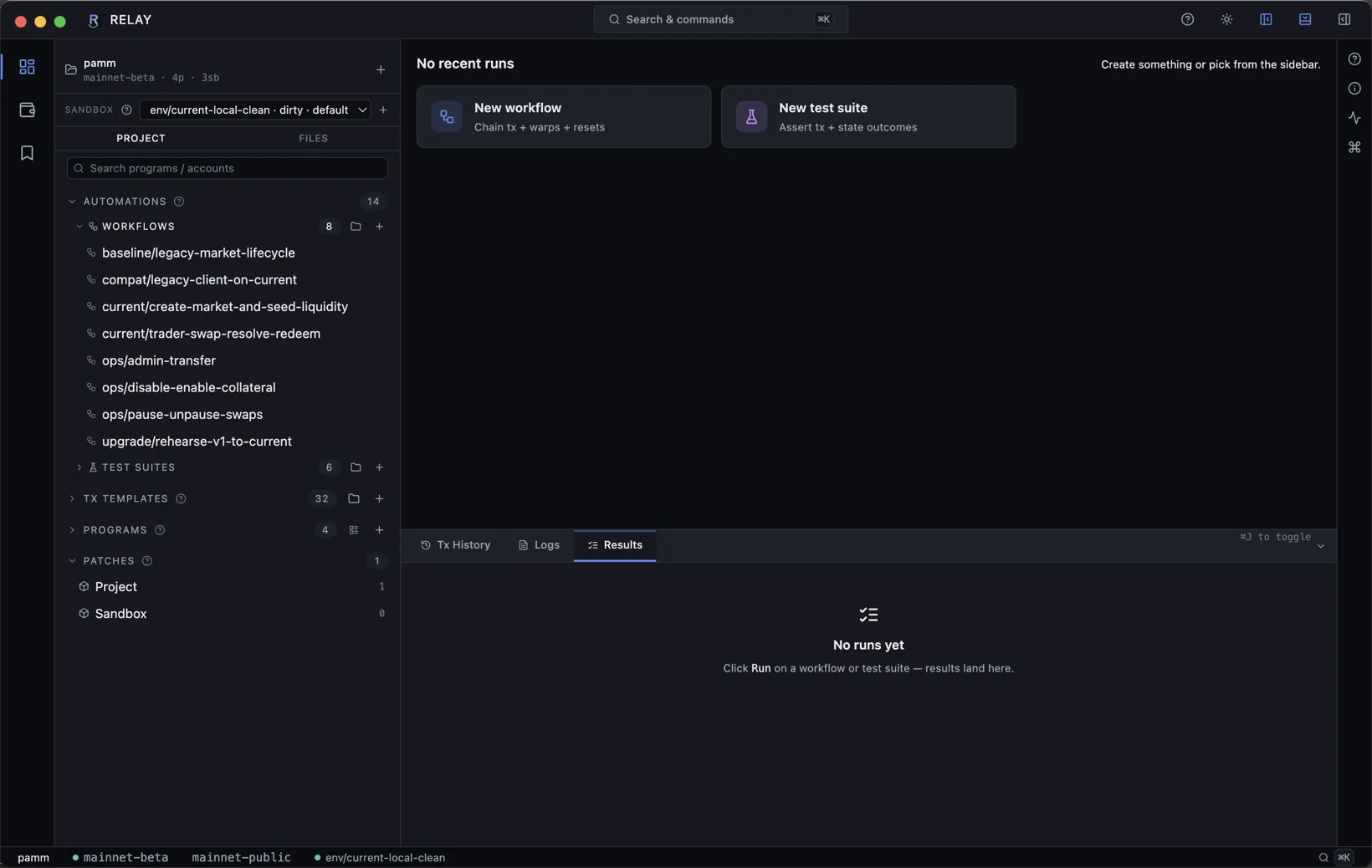 Sidebar with Workflows group expanded showing 8 workflows
